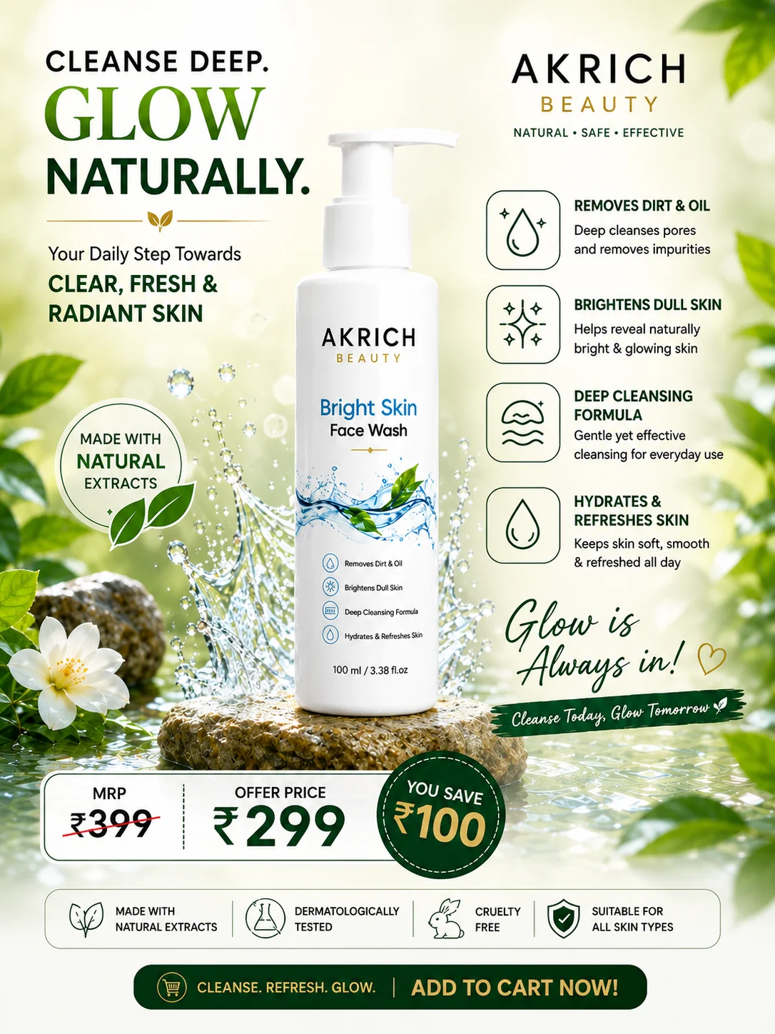 Bright skin Face Wash